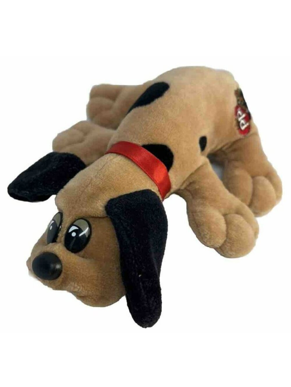 Vintage 1986 7" Pound Puppy Puppies Plush Stuffed Animal Brown Black Spots Red